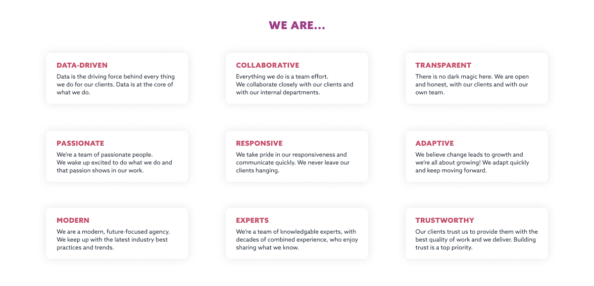 Our brand attributes, aka: who and what we are.